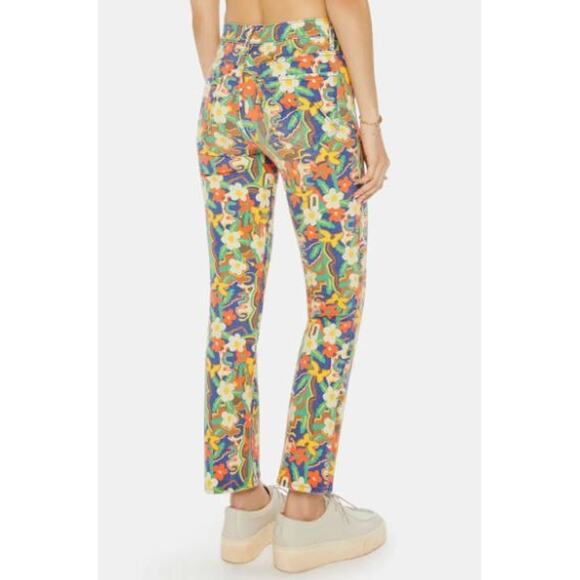 MOTHER The Insider Flood Straight Leg Jeans Floral Print Cosmic Blooms Size 29 - Picture 4 of 14